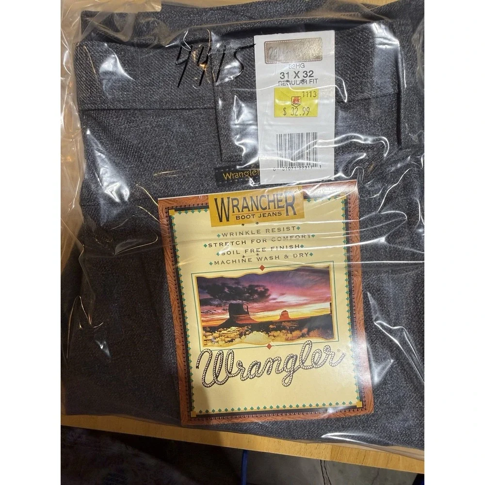 Wrangler Rancher Dress Boot Jeans 31x32 Charcoal Gray NWT Western Pants Men